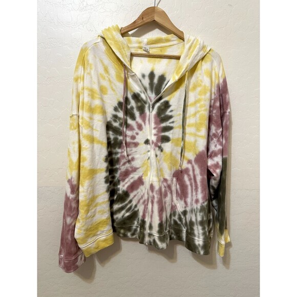 old navy Jackets & Blazers - Old Navy Womans Tie Dye Sweater Size 3X Zip Up Hooded Y2K Artsy Beachy Hippie